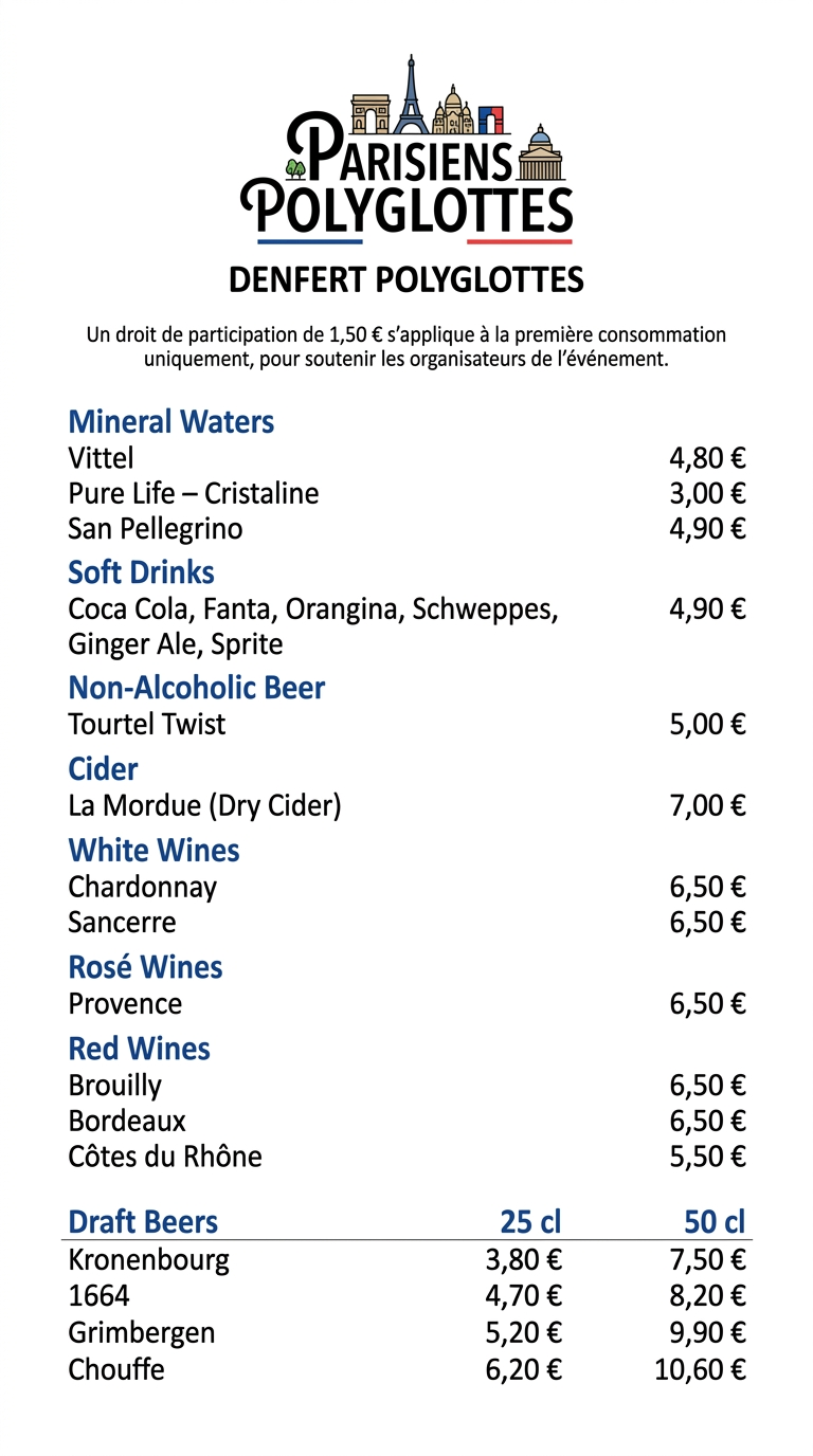 Menu Denfert Café Polyglotte Paris Menu Denfert Café Polyglotte Paris