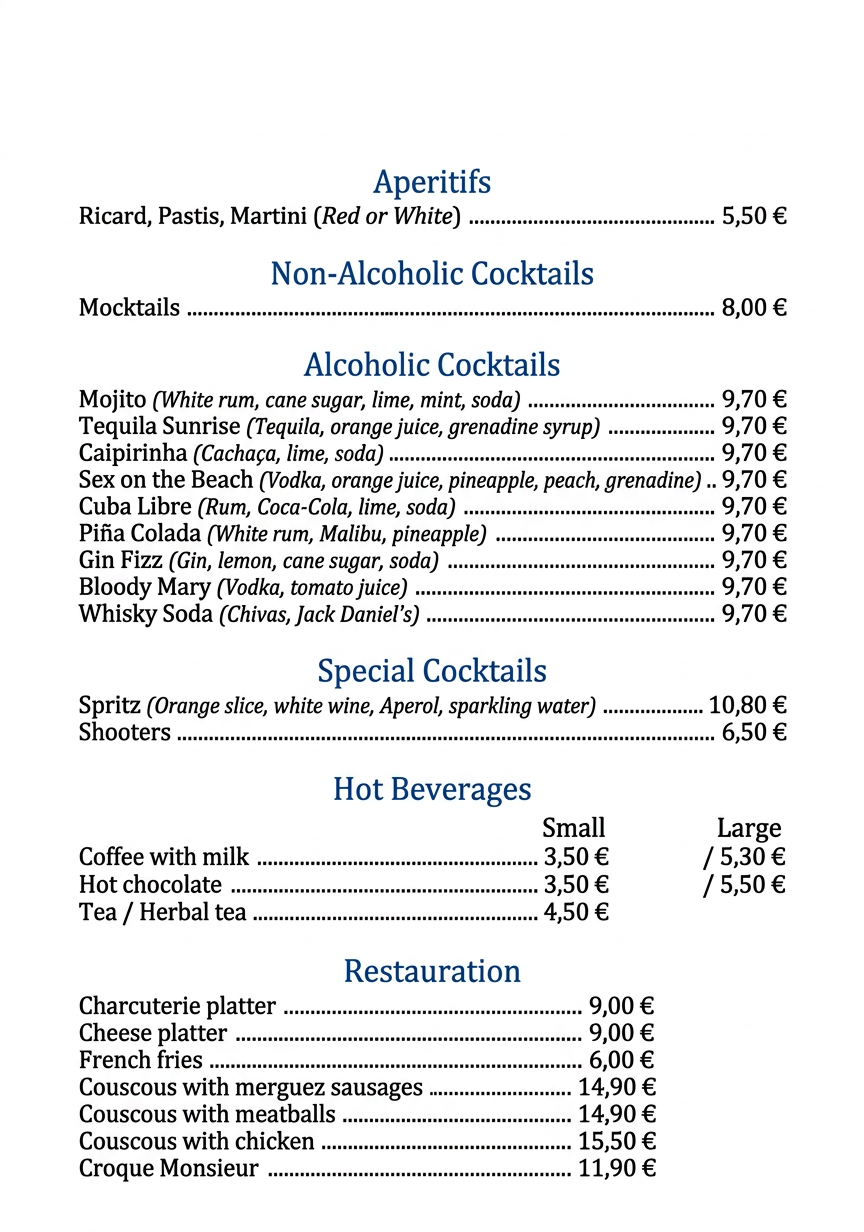 Menu Denfert Café Polyglotte Paris Menu Denfert Café Polyglotte Paris