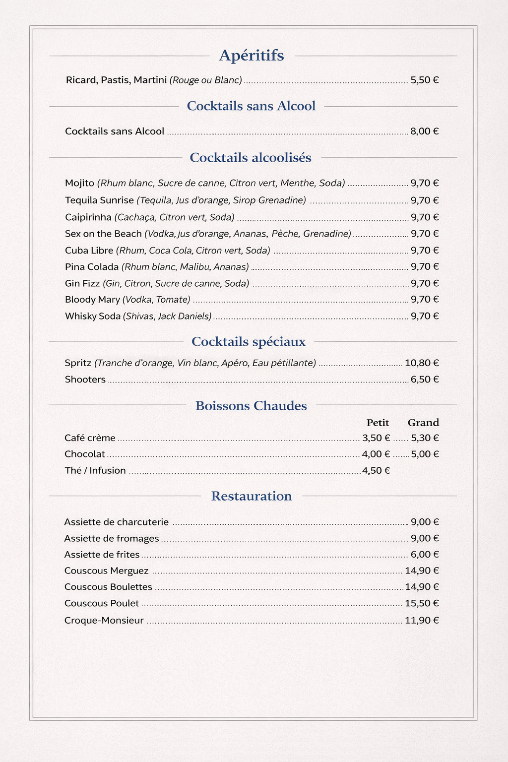 Menu Denfert Café Polyglotte Paris Menu Denfert Café Polyglotte Paris