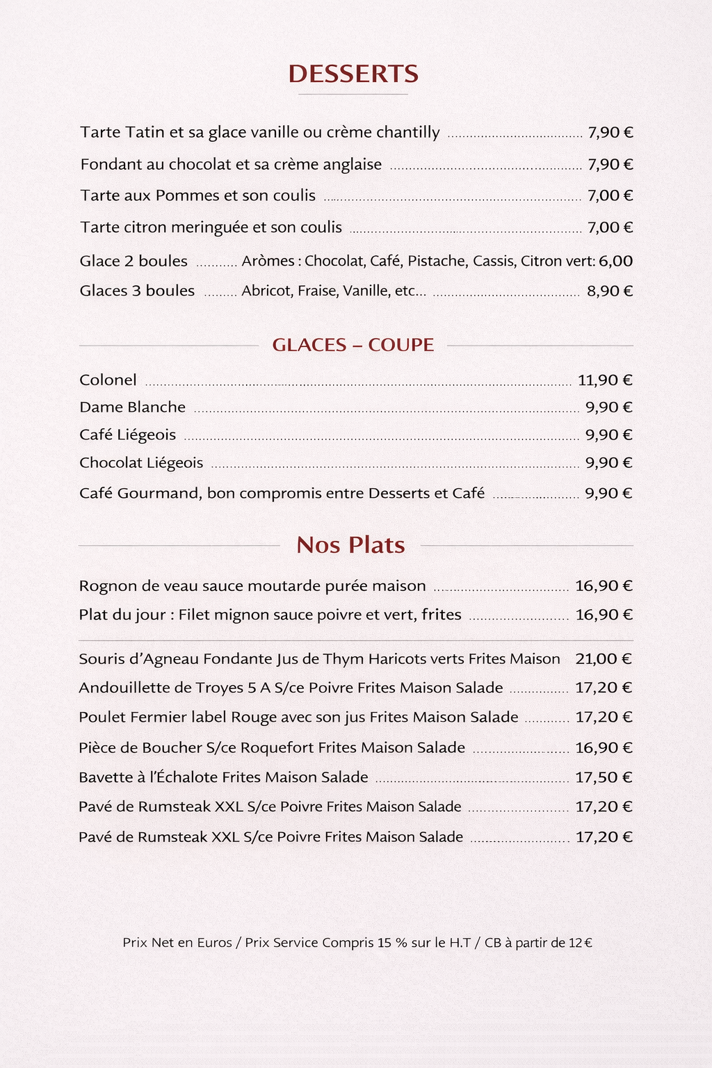 Menu Denfert Café Polyglotte Paris Menu Denfert Café Polyglotte Paris