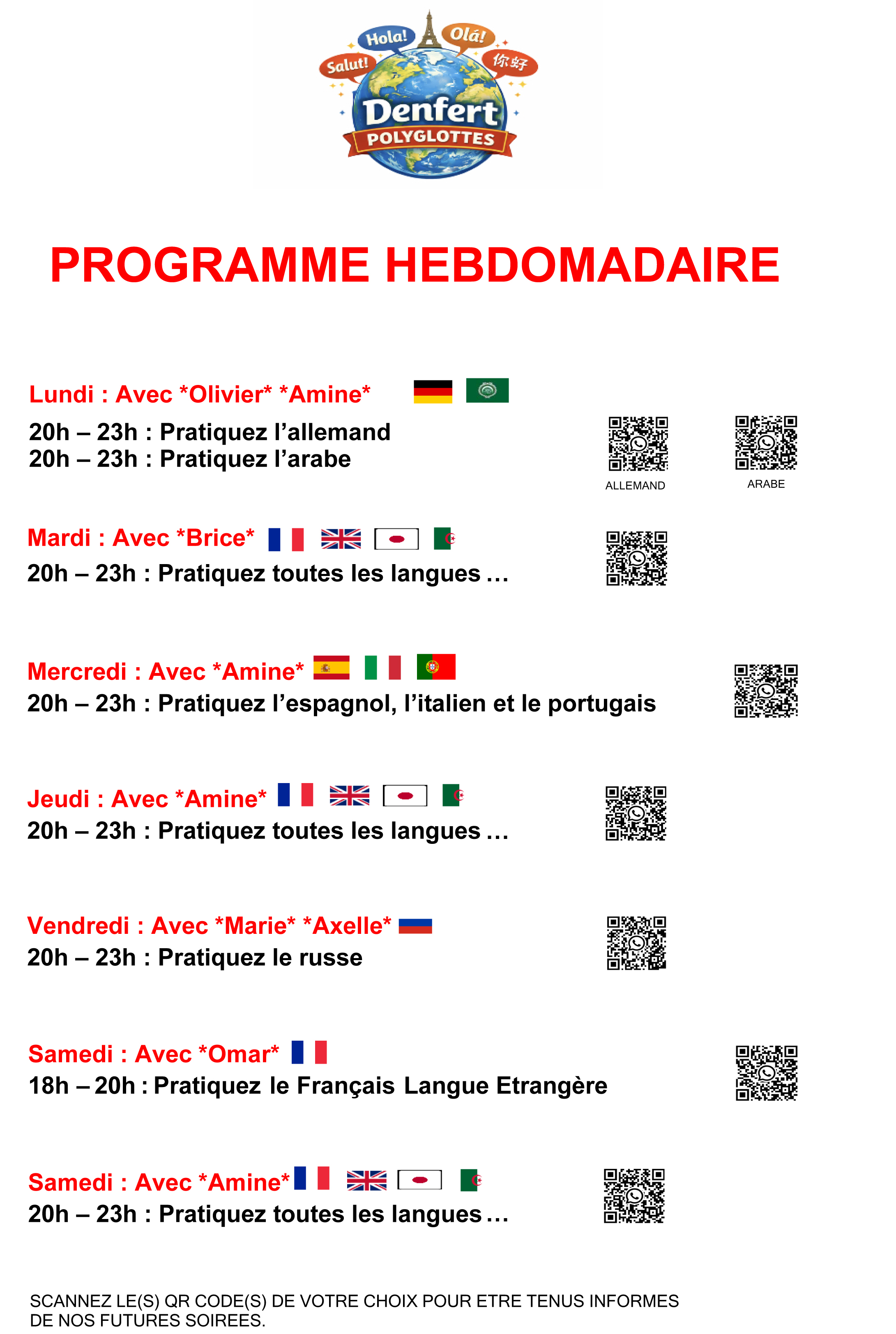 PROGRAMME HEBDOMADAIRE FR